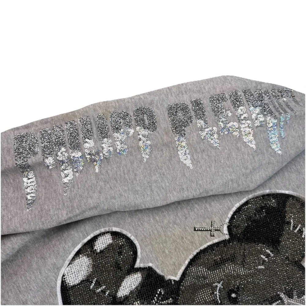 PHILIPP PLEIN Teddy Bear Sweatshirt Gray‎ RARE! Embellished Crystals